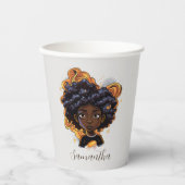 Celestial Starry Afro Woman Pappbecher (Vorderseite)
