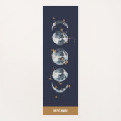 Celestial Starry Moon Phase Navy Blue Yogamatte (Vorderseite)