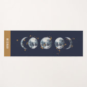 Celestial Starry Moon Phase Navy Blue Yogamatte (Vorderseite (Horizontal))