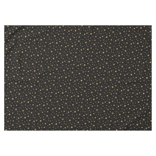 Celestial Starry Muster Modernes Black & Gold Part Tischdecke (Vorderseite (Horizontal))