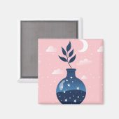 Celestial Starry Night Blossom Magnet (Vorderseite/Rückseite)