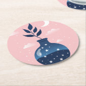 Celestial Starry Night Blossom Runder Pappuntersetzer (Angewinkelt)