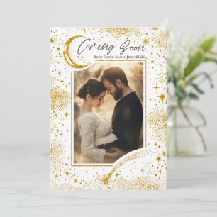 Celestial Starry Night Coming Bald Foto Schwangers Ankündigung