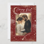 Celestial Starry Night Coming Bald Foto Schwangers Ankündigung (Vorderseite)