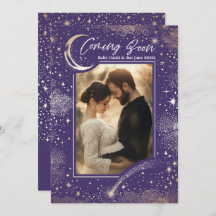 Celestial Starry Night Coming Bald Foto Schwangers Ankündigung