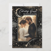 Celestial Starry Night Coming Bald Foto Schwangers Ankündigung (Vorderseite)