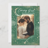 Celestial Starry Night Coming Bald Foto Schwangers Ankündigung (Vorderseite)