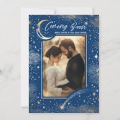 Celestial Starry Night Coming Bald Foto Schwangers Ankündigung (Vorderseite)