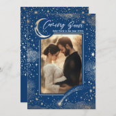 Celestial Starry Night Coming Bald Foto Schwangers Ankündigung (Vorne/Hinten)