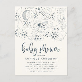 Celestial Starry Night Constellation Baby Shower Einladungspostkarte