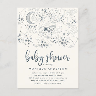 Celestial Starry Night Constellation Baby Shower Einladungspostkarte