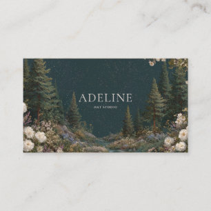 Celestial Starry Night Forest Floral Visitenkarte