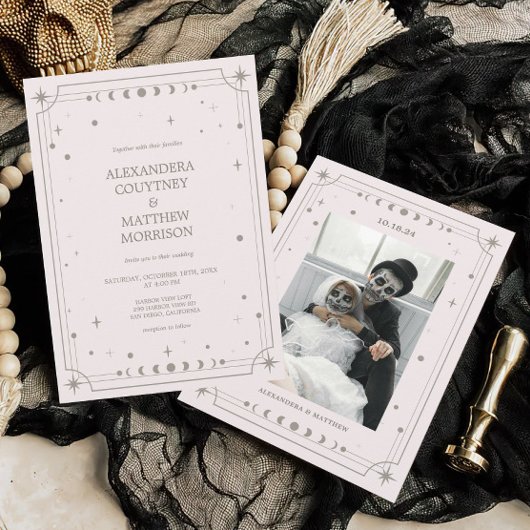 Celestial Starry Night Foto Wedding Einladung