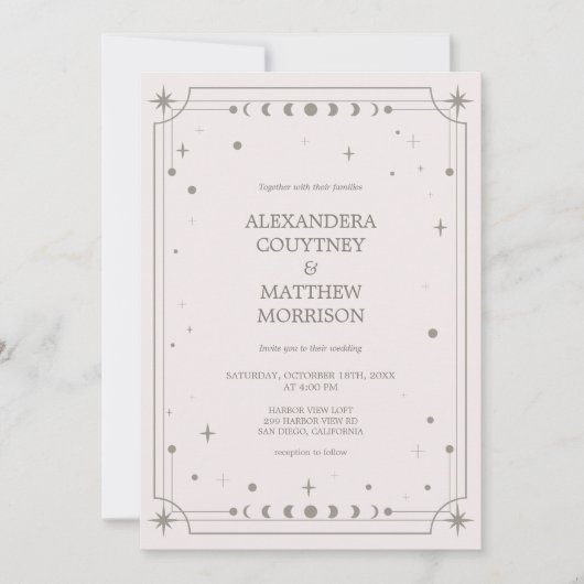 Celestial Starry Night Foto Wedding Einladung (Vorderseite)