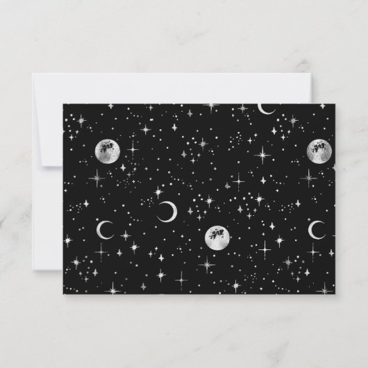 Celestial Starry Night Moon Save the Date schwarz (Rückseite)