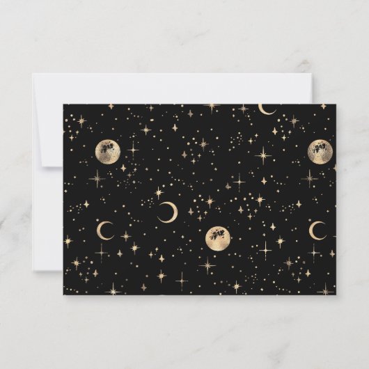 Celestial Starry Night Moon Save the Date schwarz (Rückseite)