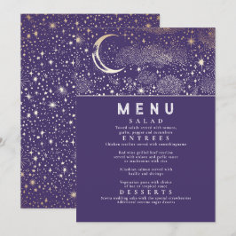 Celestial Starry Night Moon Wedding Menu Einladung