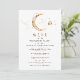 Celestial Starry Night Moon Wedding Menu Einladung