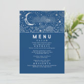 Celestial Starry Night Moon Wedding Menu Einladung (Stehend Vorderseite)