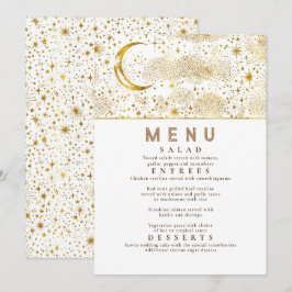 Celestial Starry Night Moon Wedding Menu Einladung
