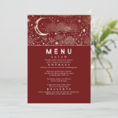 Celestial Starry Night Moon Wedding Menu Einladung (Stehend Vorderseite)