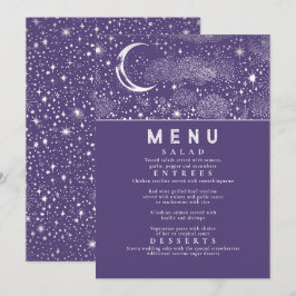 Celestial Starry Night Moon Wedding Menu Einladung