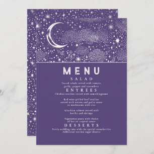 Celestial Starry Night Moon Wedding Menu Einladung