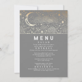 Celestial Starry Night Moon Wedding Menu Einladung