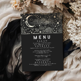 Celestial Starry Night Moon Wedding Menu Einladung