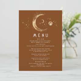 Celestial Starry Night Moon Wedding Menu Einladung