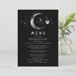 Celestial Starry Night Moon Wedding Menu Einladung