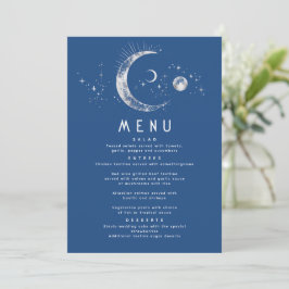 Celestial Starry Night Moon Wedding Menu Einladung