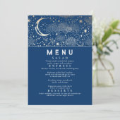 Celestial Starry Night Moon Wedding Menu Einladung (Stehend Vorderseite)