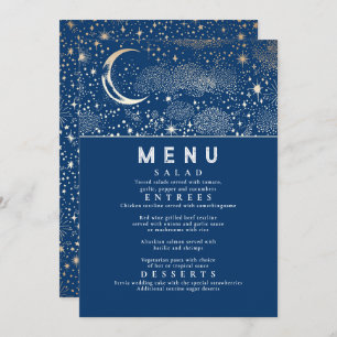 Celestial Starry Night Moon Wedding Menu Einladung