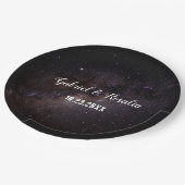Celestial Starry Night Sky Engagement Party Pappteller (Schrägansicht)