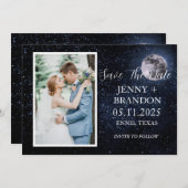 Celestial Starry Night Sky Galaxy Foto Moon Save The Date (Vorne/Hinten)