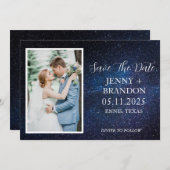 Celestial Starry Night Sky Galaxy Foto Romantisch Save The Date (Vorne/Hinten)