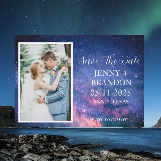 Celestial Starry Night Sky Galaxy Foto Romantisch Save The Date
