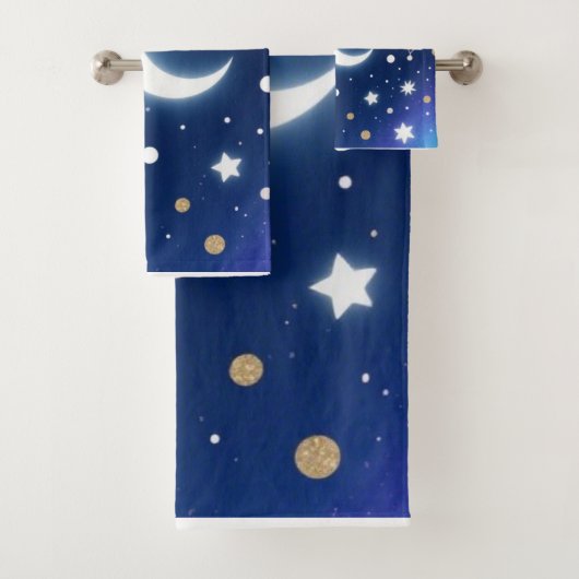 Celestial Starry Night Sky Moon & Co Badhandtuch Set (Insitu)