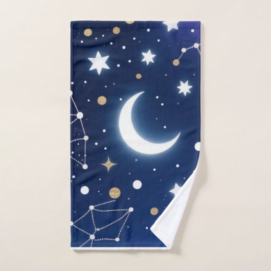 Celestial Starry Night Sky Moon & Co Badhandtuch Set (Handtuch)