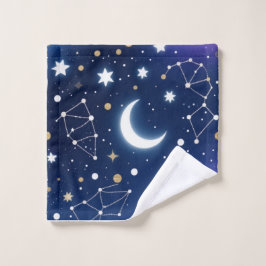 Celestial Starry Night Sky Moon & Co Badhandtuch Set