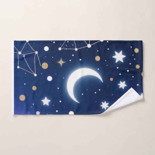 Celestial Starry Night Sky Moon & Co Badhandtuch Set (Handtuch)