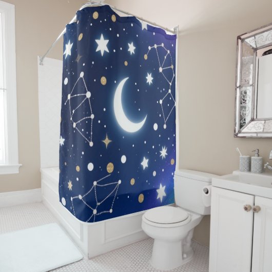 Celestial Starry Night Sky Moon & Co Duschvorhang (Beispiel)