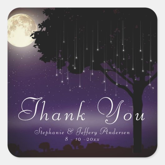 Celestial Starry Night String Lights Vielen Dank Quadratischer Aufkleber (Vorderseite)