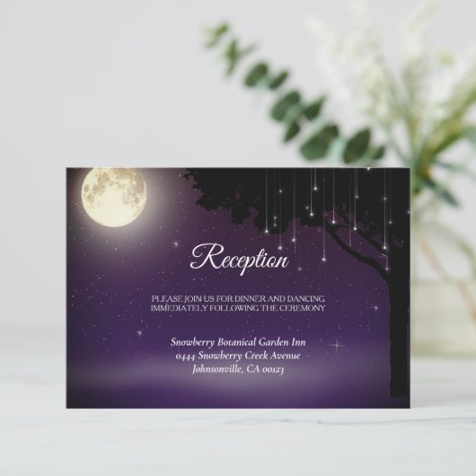 Celestial Starry Night String Lights Wedding Begleitkarte (Stehend Vorderseite)
