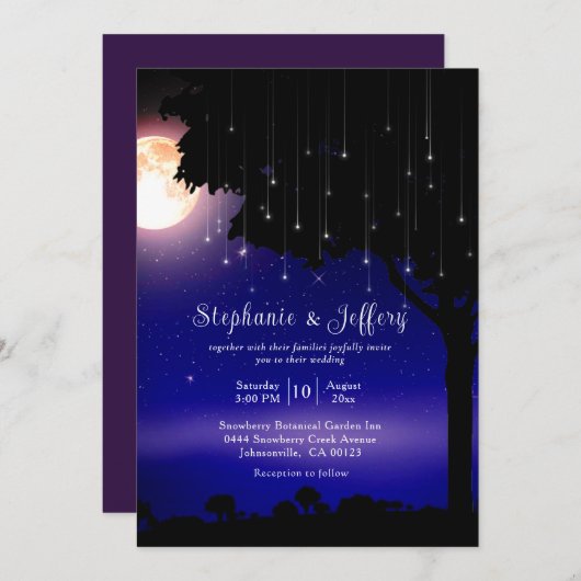 Celestial Starry Night String Lights Wedding Einladung (Vorne/Hinten)