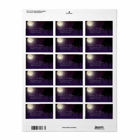 Celestial Starry Night Tree String Lights Wedding Adressaufkleber (Vorne)