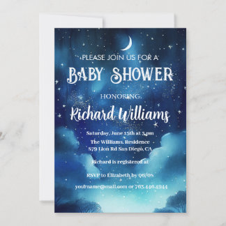 Celestial Starry Night Watercolor Babydusche Einladung