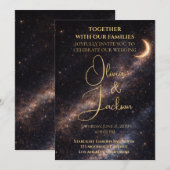 Celestial Starry Night Wedding Invitation Einladung (Vorne/Hinten)