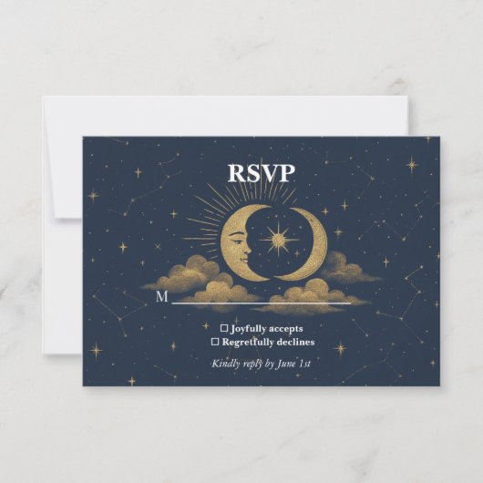 Celestial Starry Night Wedding RSVP Card (Vorderseite)
